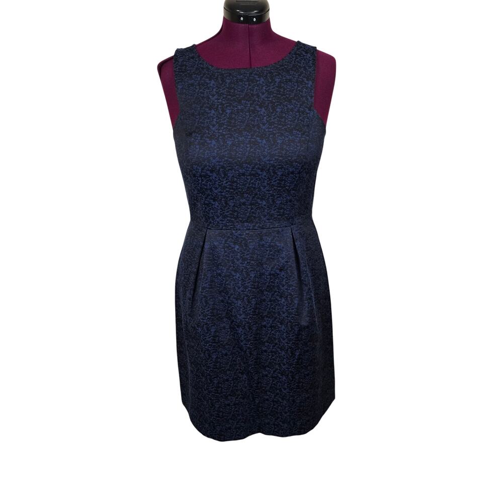 Women's LOFT Blue & Black Knee Length Sheath Dress | Size 10